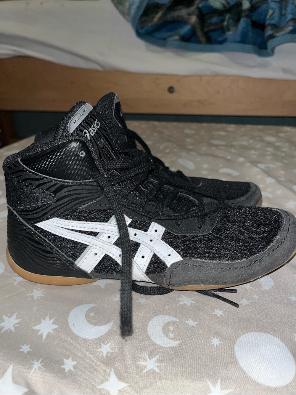Asics Black and White Lace-Up Athletic Sneakers